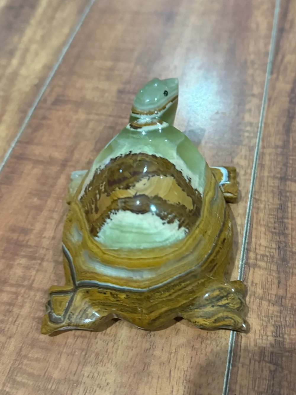 Handcrafted Green and Brown Jasper Turtle Figurine - Home Accents